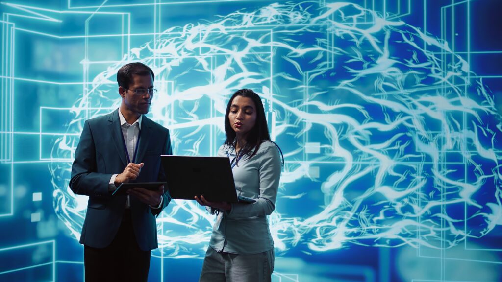 Co-workers solving tasks AI in marketing